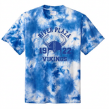Crystal tie dye shirt with one-color royal HELMET-VIKING logo