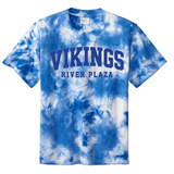 Crystal tie dye shirt with one-color royal VIKING-RP logo