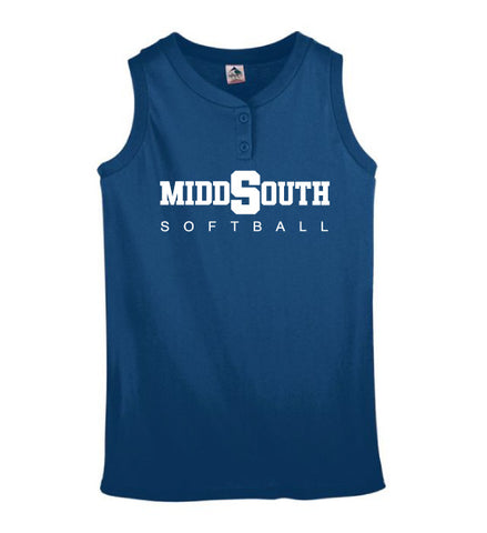 Ladies Sleeveless Two Button Softball Jersey