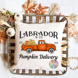 Dog Pumpkin Delivery Throw Pillow